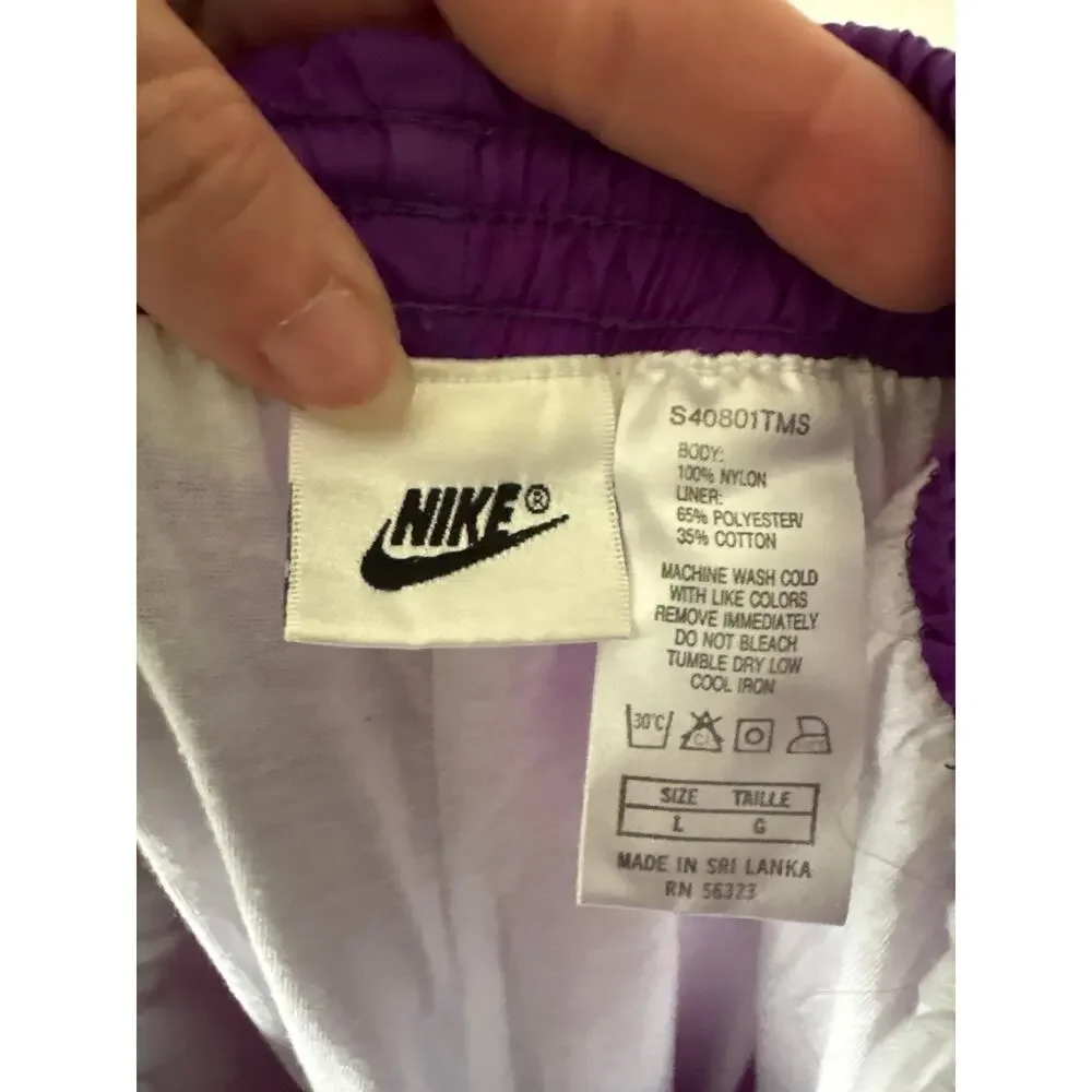 Nike Vintage 90s Windbreaker Track Pants Lined Zipper Ankles Size Large Purple